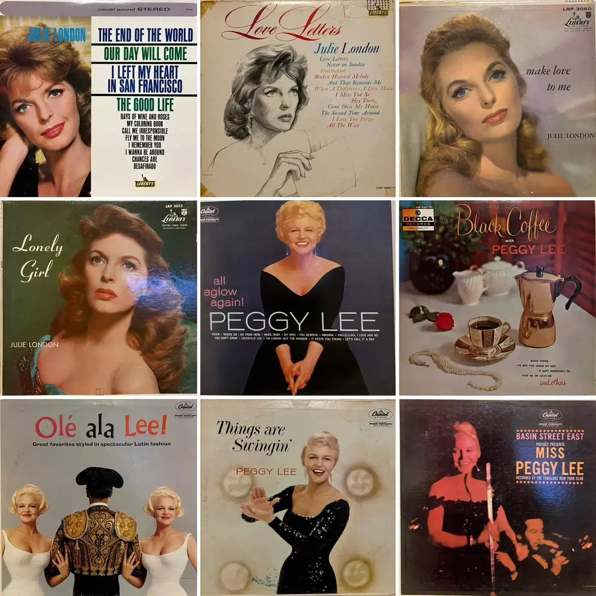 여성 보컬 앨피 Julie London Peggy Lee Vocal Lp